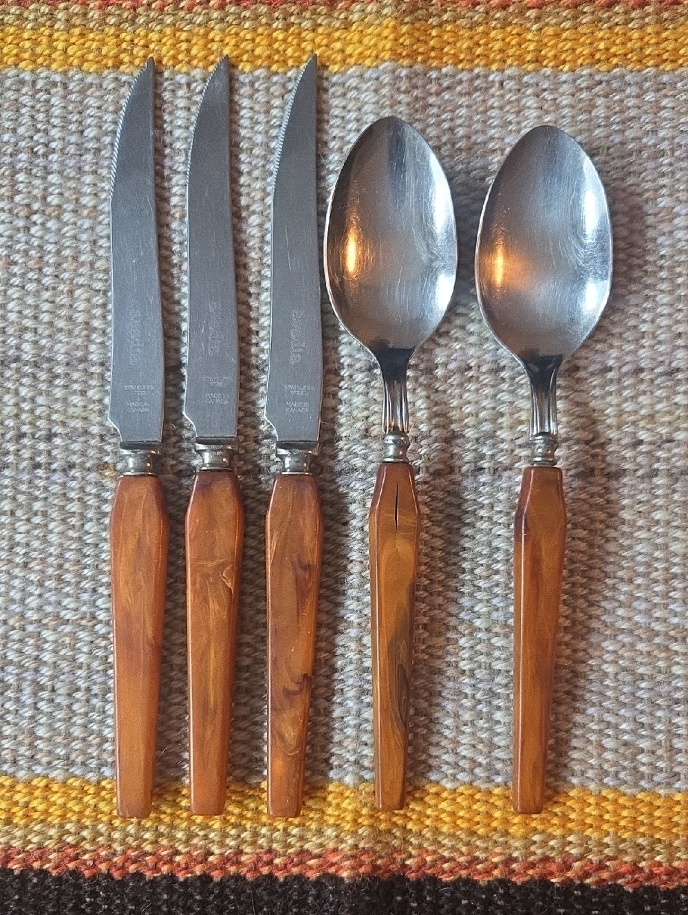Vintage Bakelite Handle Stainless Steel Flatware Set